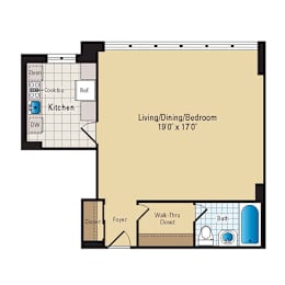 Studio, 1 bath, 540 sqft, $1,718