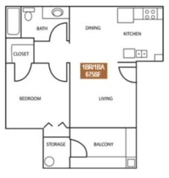 1 bed, 1 bath, 675 sqft, $1,099