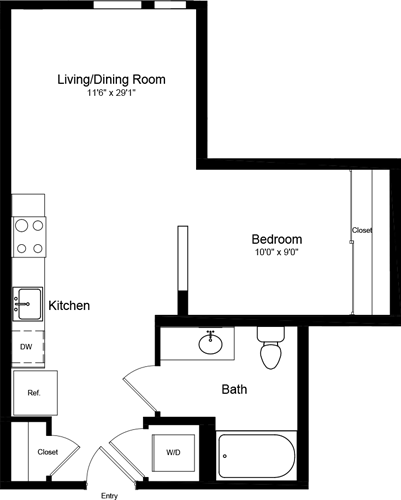 1 bed, 1 bath, 538 sqft, $2,977