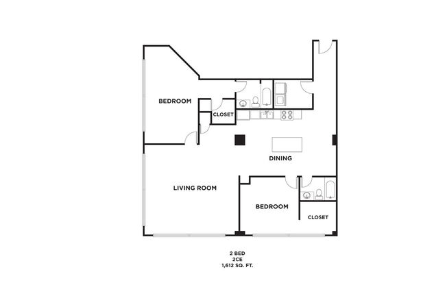 2 beds, 2 baths, 1,612 sqft, $2,900