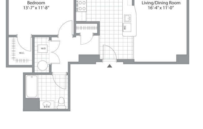 1 bed, 1 bath, 687 sqft, $2,064