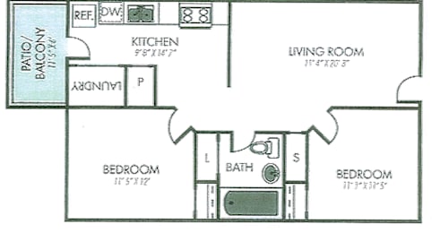 2 beds, 1 bath, 864 sqft, $1,055