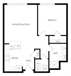 1 bed, 1 bath, 664 sqft, $1,403