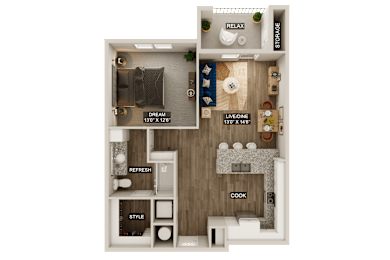 1 bed, 1 bath, 837 sqft, $1,524