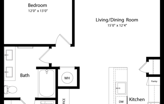 1 bed, 1 bath, 848 sqft, $1,952, Unit 301