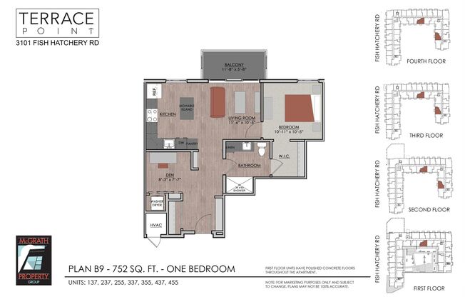 1 bed, 1 bath, 752 sqft, $1,670, Unit 437