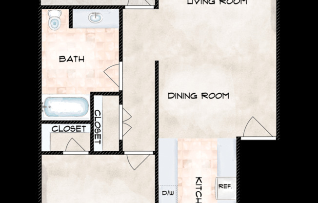 1 bed, 1 bath, 636 sqft, $1,360