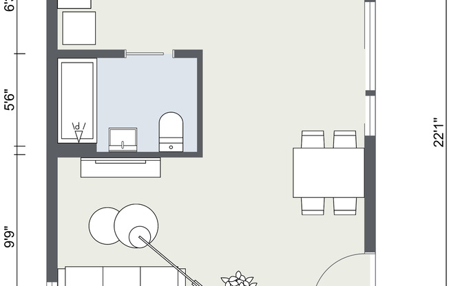 Studio, 1 bath, 434 sqft, $2,075, Unit 704
