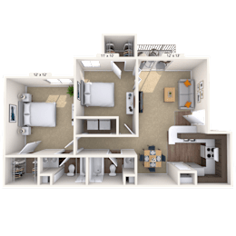 2 beds, 2 baths, 800 sqft, $1,383