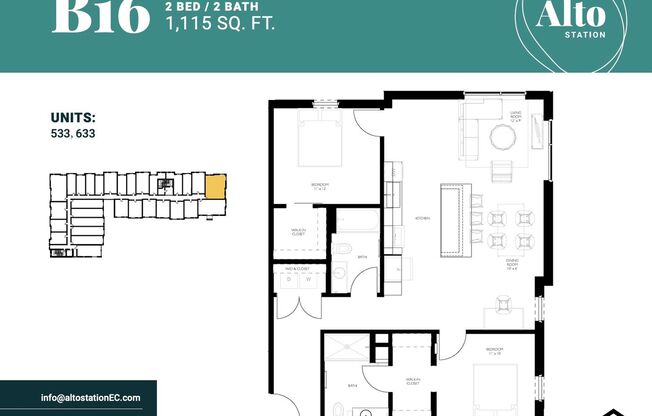 2 beds, 2 baths, 1,115 sqft, $1,900, Unit 533