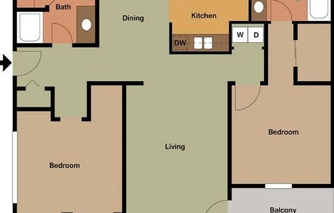 2 beds, 2 baths, 1,080 sqft, $1,189, Unit 42