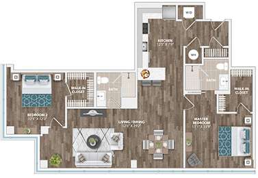 2 beds, 2 baths, 1,266 sqft, $3,192