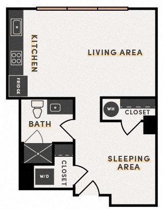 Studio, 1 bath, 530 sqft, $1,381