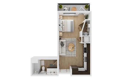 Studio, 1 bath, 424 sqft, $1,775