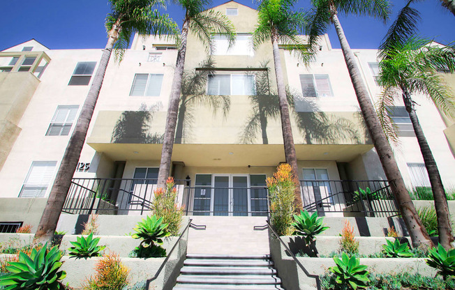 Entrance of Palms Court Apartments.