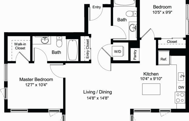 2 beds, 2 baths, 998 sqft, $3,812, Unit 304