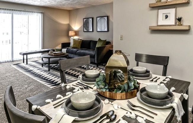 Open floor plans with dining area at Club at Highland Park Apartments, Omaha, NE