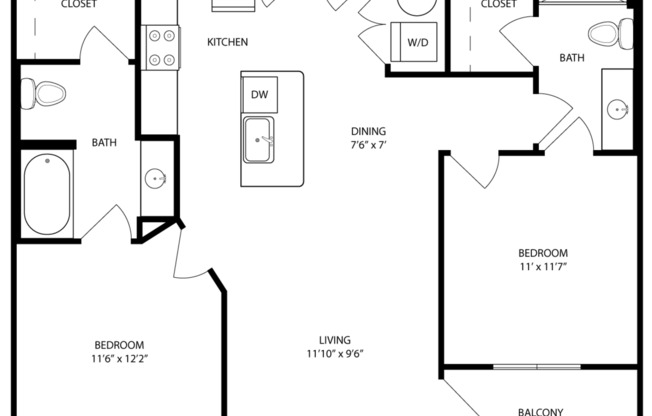 2 beds, 2 baths, 974 sqft, $2,154