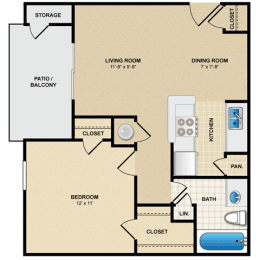 1 bed, 1 bath, 549 sqft, $1,084