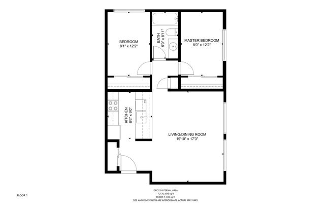 2 beds, 1 bath, 712 sqft, $1,845, Unit 303