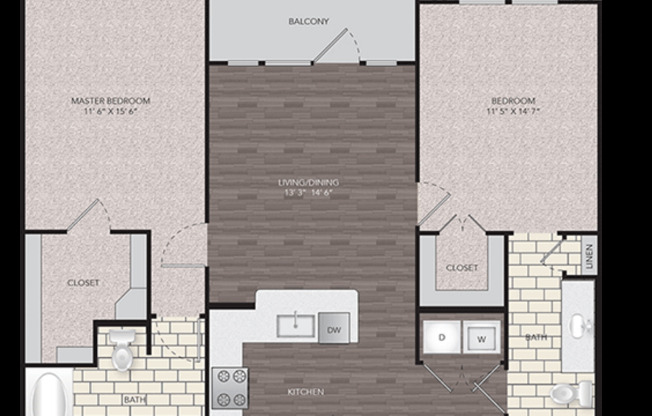 2 beds, 2 baths, 1,137 sqft, $1,977