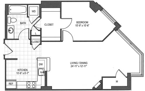 1 bed, 1 bath, 768 sqft, $2,524