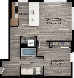 1 bed, 1 bath, 621 sqft, $2,044