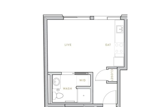 Studio, 1 bath, 360 sqft, $1,433, Unit 210