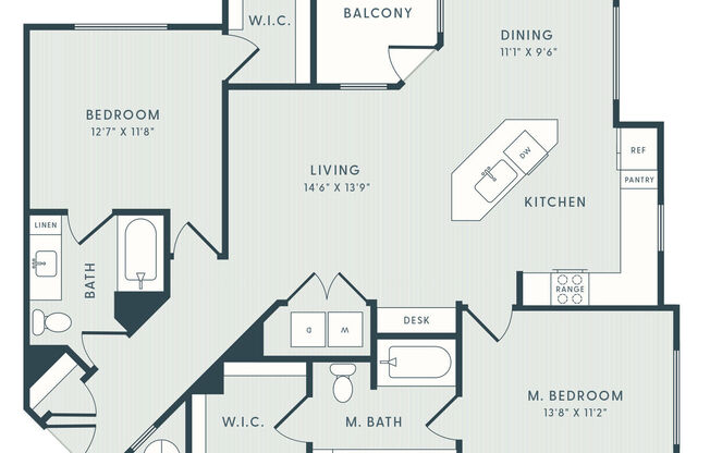 2 beds, 2 baths, 1,263 sqft, $1,546