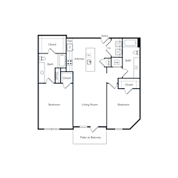 2 beds, 2 baths, 1,082 sqft, $1,832