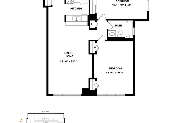 2 beds, 1 bath, 887 sqft, $5,340, Unit A7D