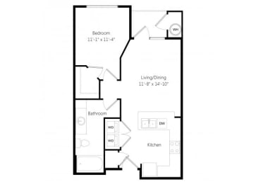 1 bed, 1 bath, 623 sqft, $1,285