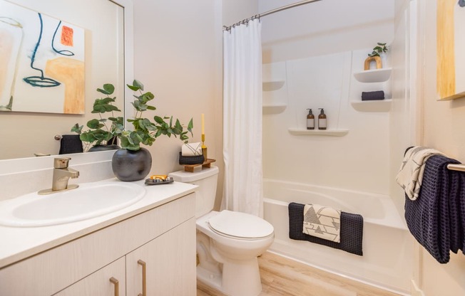 model apartment bathroom at Solasta, Sacramento, CA, 95831