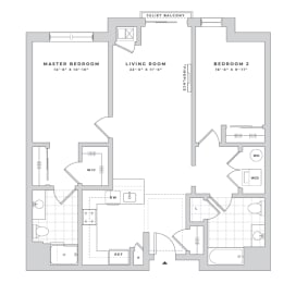 2 beds, 2 baths, 1,086 sqft, $3,135