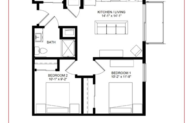 2 beds, 1 bath, 643 sqft, $1,375, Unit 312