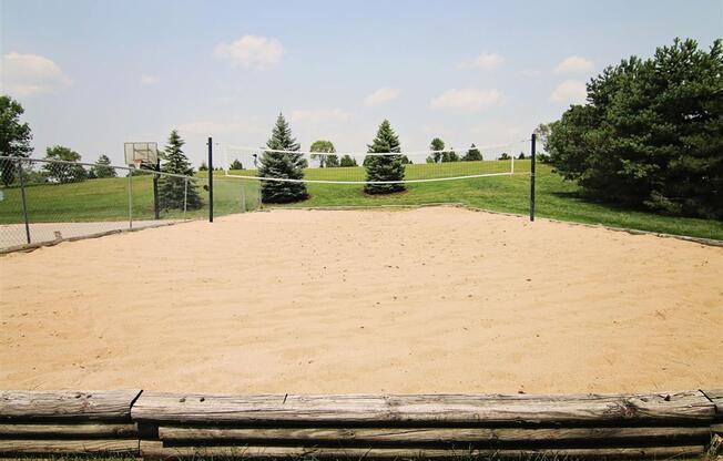 Volleyball court area at Fountain Glen Apartments in Lincoln Nebraska