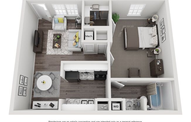 1 bed, 1 bath, 556 sqft, $875