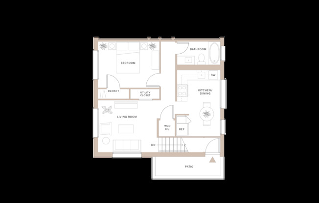 1 bed, 1 bath, 680 sqft, $1,050, Unit D-1169