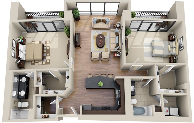 2 beds, 2 baths, 1,306 sqft, $3,606