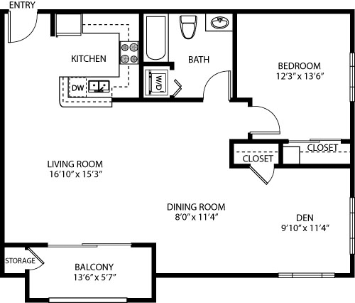 1 bed, 1 bath, 1,101 sqft, $3,691, Unit 309