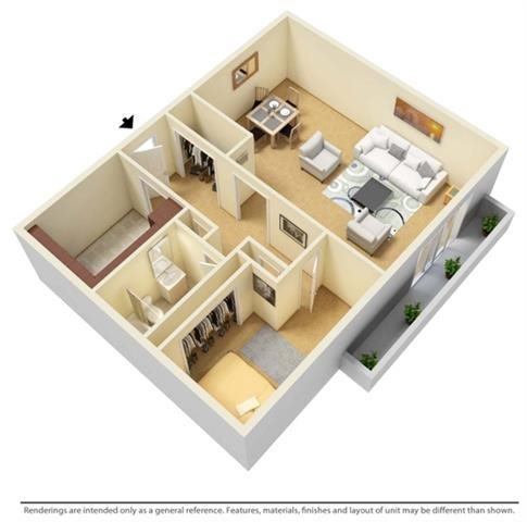 1 bed, 1 bath, 1,104 sqft, $687
