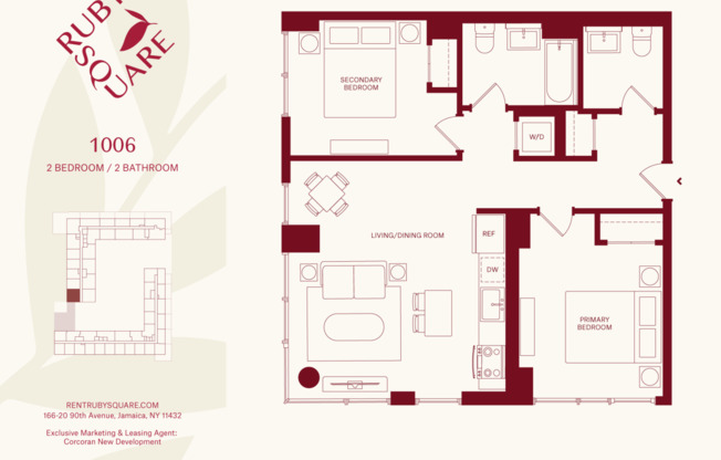 2 beds, 1.5 baths, $3,650, Unit 1006