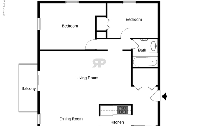 2 beds, 1 bath, 990 sqft, $1,600