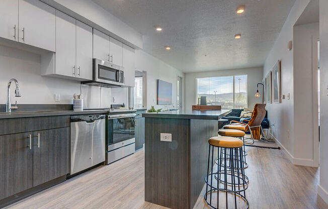 Model apartment home kitchen/island from a different angle