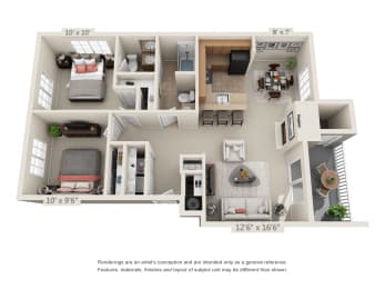 2 beds, 1.5 baths, 853 sqft, $2,116