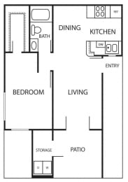 1 bed, 1 bath, 604 sqft, $1,443