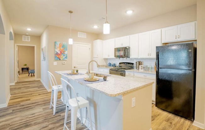 Apartment kitchen with two chairs and