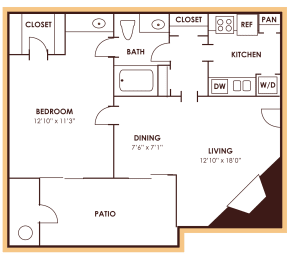 1 bed, 1 bath, 670 sqft, $1,068