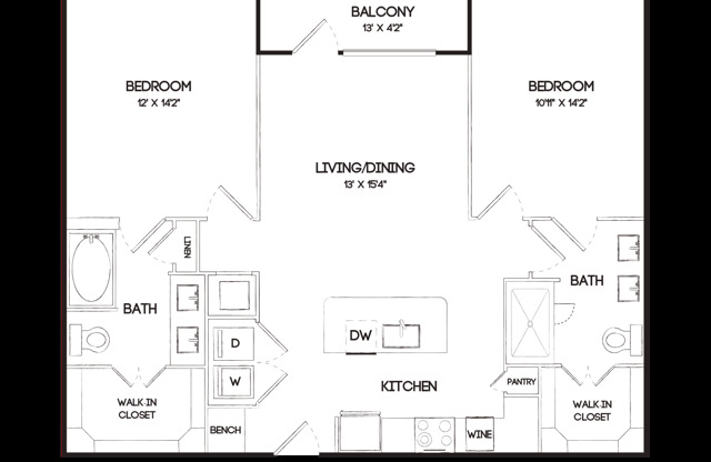 2 beds, 2 baths, 1,056 sqft, $2,345