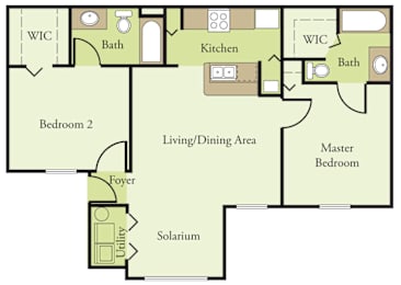 2 beds, 2 baths, 954 sqft, $1,440